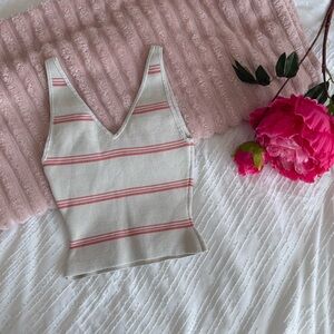 Babaton Pink and White Striped Tank Top